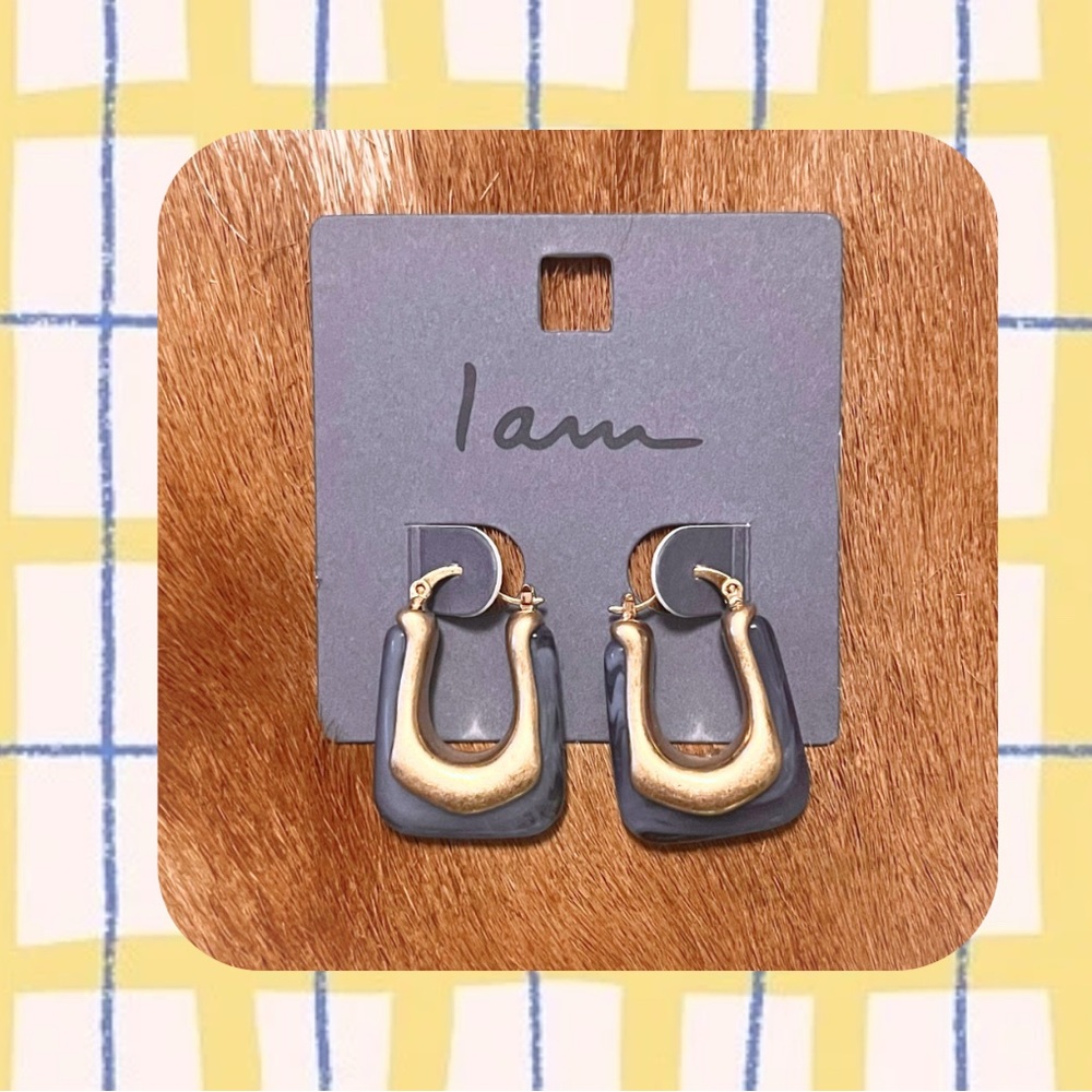 🎉🎉Blue & Gold Tone Geometric Abstract Earrings